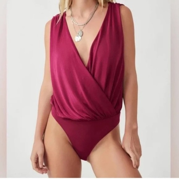 Intimately Free People Night Owl Bodysuit in Color Dark Rhubarb Size XS - Picture 1 of 4